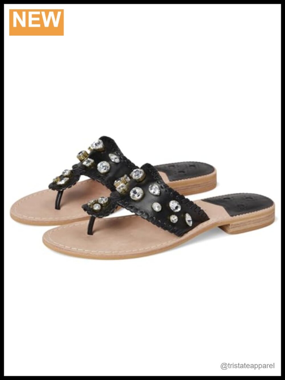 Jack Rogers Jacks Flat Jeweled Sandals Leather Thong Party Casual